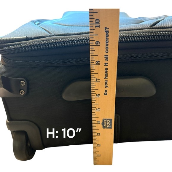 Travelpro Luggage Black 4 Wheels Powerscope Leather Handle Canvas Carry On Bag - Picture 9 of 16